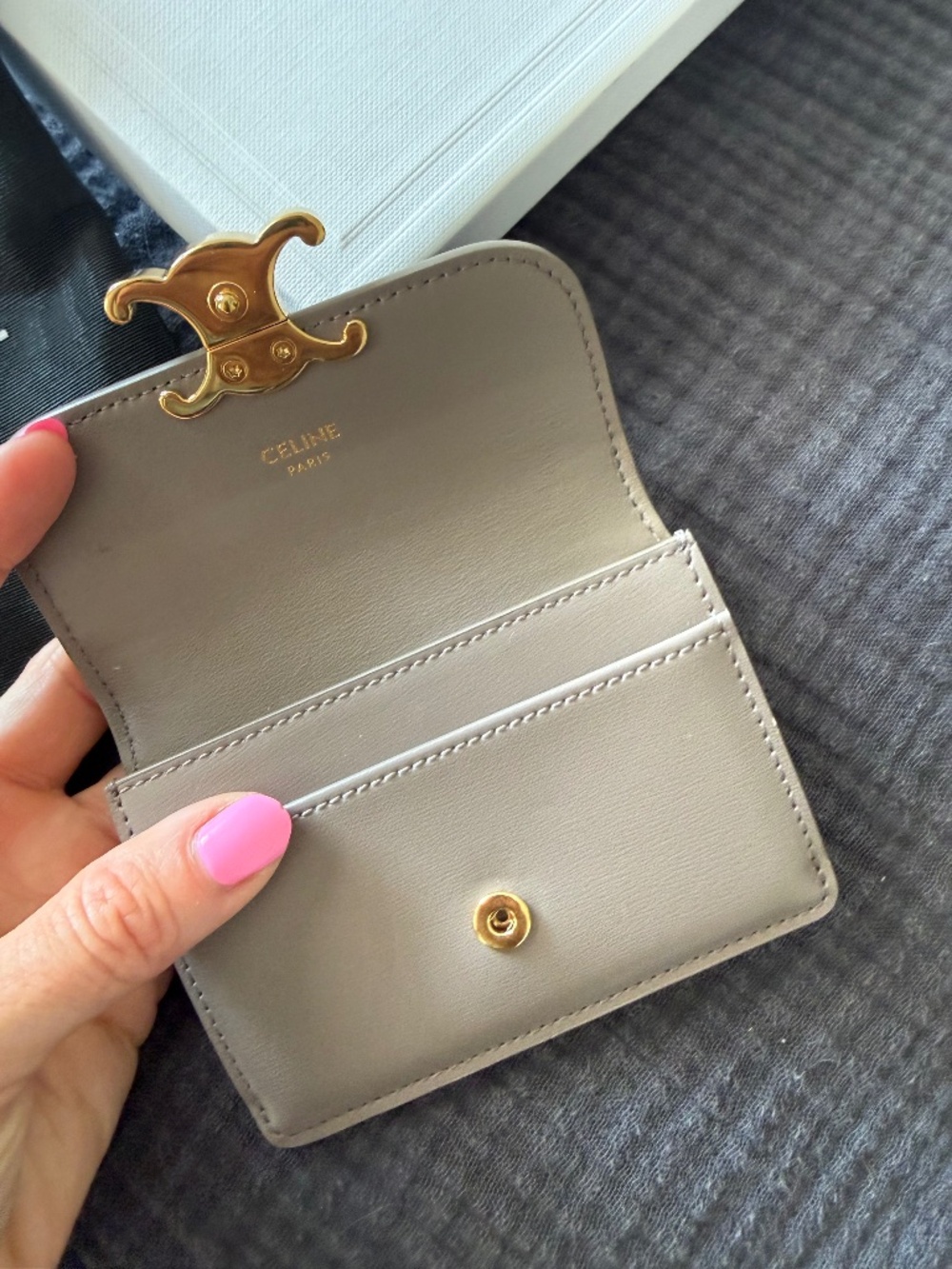 Celine Triomphe Card Holder - Pebble - Picture 3 of 5